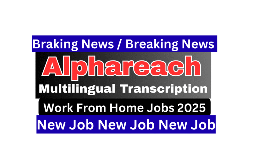 Alphareach Multilingual transcription professional working remotely from home, transcribing audio to text in multiple languages on a laptop