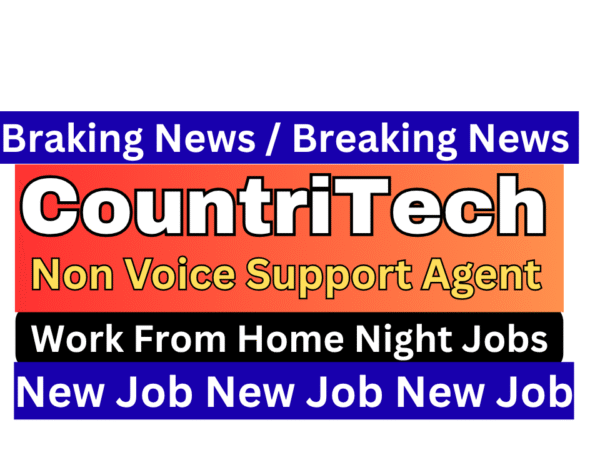 Countritech Work from home non-voice process job agent typing on laptop for customer support
