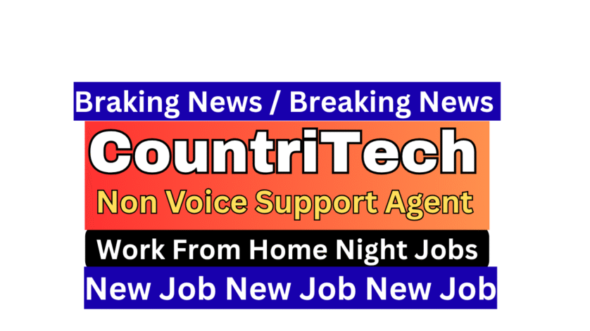 Countritech Work from home non-voice process job agent typing on laptop for customer support