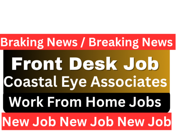 A friendly Front Desk Associate helping a patient at Coastal Eye Associates, a modern ophthalmology practice in Webster, Texas