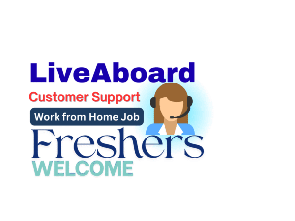 Liveaboard A professional customer support executive working remotely on laptop helping customers with travel bookings for scuba diving trips in EMEA region