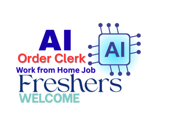 Remote Order Clerk working from home on laptop, managing order processing workflows for AI training project