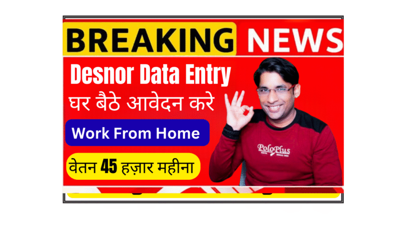 Desnor Destination data entry associate job Delhi NCR exclusive work from home 3 to 6 LPA salary freshers part time 10 vacancies 2026
