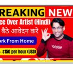 Hindi Voice Over Artist recording in professional home studio with microphone headphones and acoustic panels