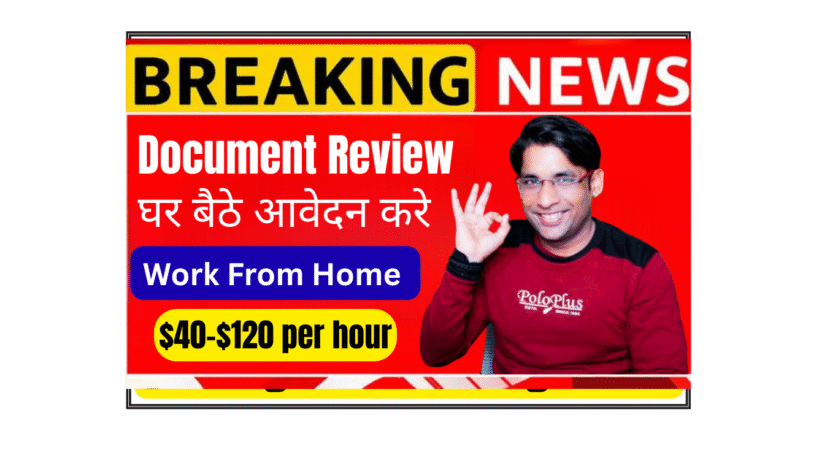 Document Review Specialist reading and annotating documents on laptop at home office for Alignerr AI project