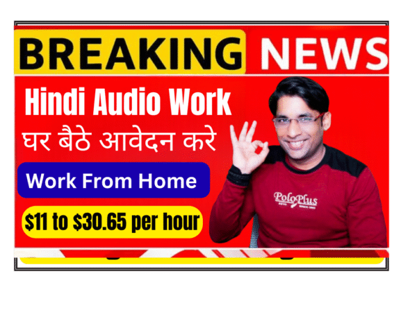 Hindi Audio Specialist recording AI training audio with professional microphone in home studio for customer service scenarios