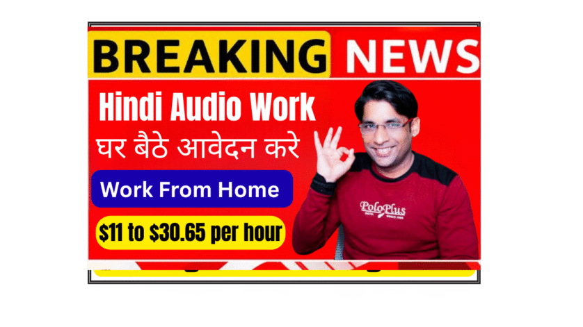 Hindi Audio Specialist recording AI training audio with professional microphone in home studio for customer service scenarios
