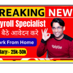 Payroll Specialist working on computer with payroll software calculating salaries and tax deductions at modern office desk