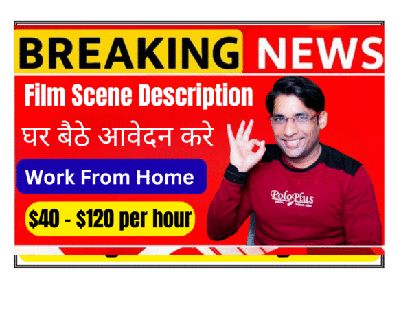 Film Scene Description Specialist watching short video clip on laptop analyzing camera movement framing and mood for AI training