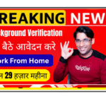 Operations specialist doing background verification remotely on laptop from home India