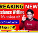 Freelance writer working on laptop at home office for WriterBay.com writing academic and content projects