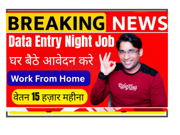 Remote Data Entry Associate working at night from home office on computer with data entry interface for US shift job