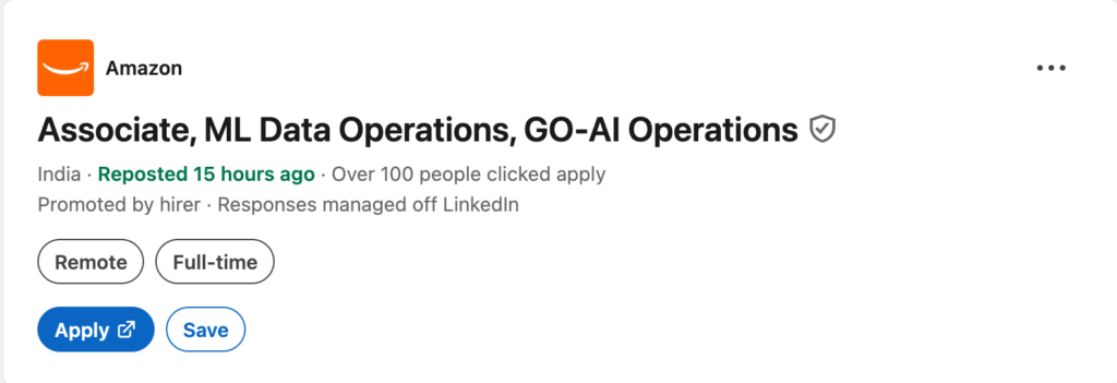Amazon GO-AI Operations job requirements benefits salary night shift allowance India