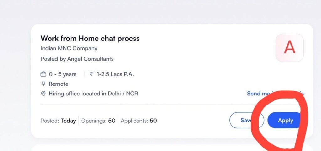 Work From Home Chat Job Chat process job details Indian MNC company salary 20000 per month own laptop wifi required contact Rehan 9773254215 Hadi 8422972322