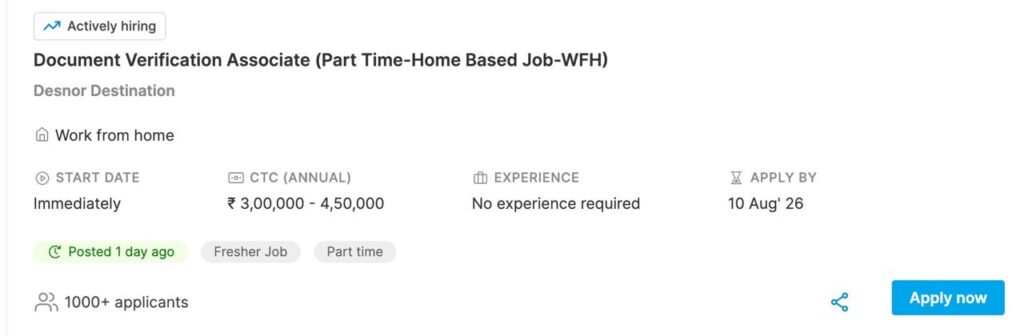 Document verification process with reports and social media marketing for Desnor Destination part time WFH job