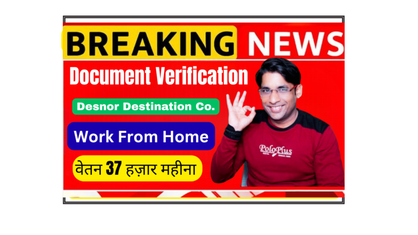 Document Verification Associate working from home verifying documents on laptop for Desnor Destination part time WFH job