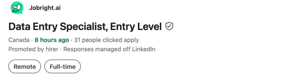 Entry Level Data Entry Job Application - Remote Canada Fresher Hiring Jobright Data Entry Specialist Remote Job 2026