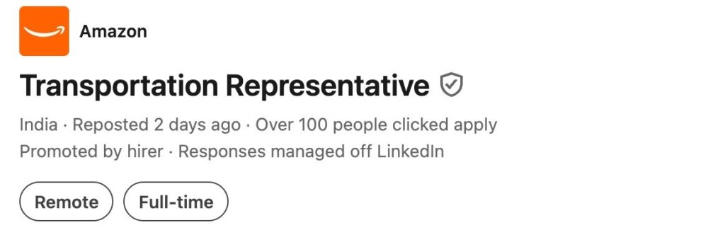 Amazon Transportation Representative Remote Job 2026