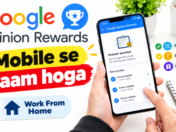 Google Opinion Rewards app survey screen on smartphone – earn Google Play Balance by answering short surveys in India with Google Opinion Rewards 2026