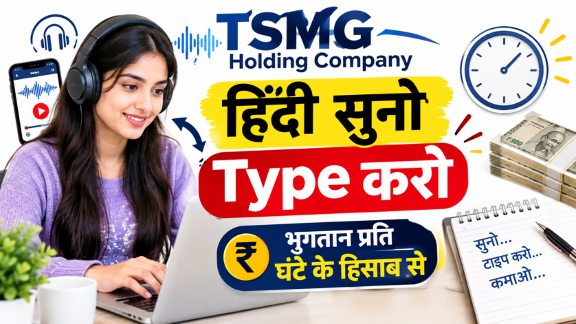 Work from home Hindi transcription job benefits - flexible hours and AI industry experience with TSMG Holding remote work India