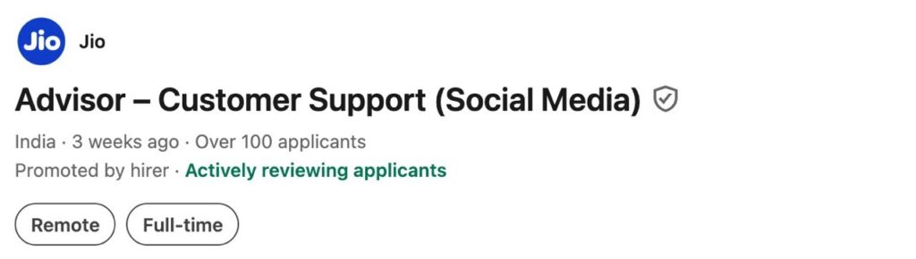 Jio Social Media Work From Home Job 2026