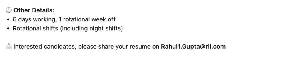 Jio Advisor customer support salary 25300 per month with rotational shifts 6 days working and apply process for work from home job 2026