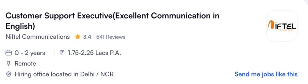 Niftel Communications Customer Support Remote Job 2026