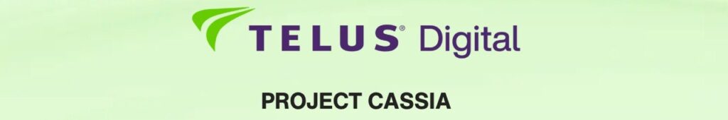 TELUS Digital Project Cassia requirements infographic showing live photo format original unique text and no AI generated data rule for Indian participants