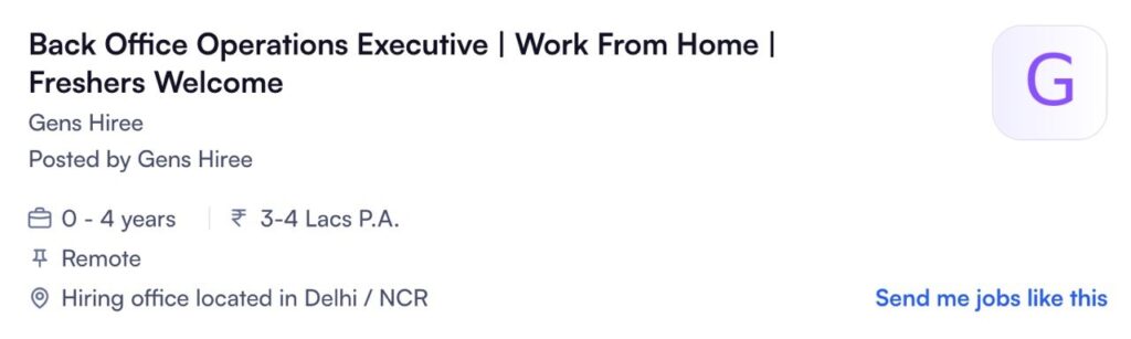 Gens Hiree Back Office Operations Executive Work From Home 2026