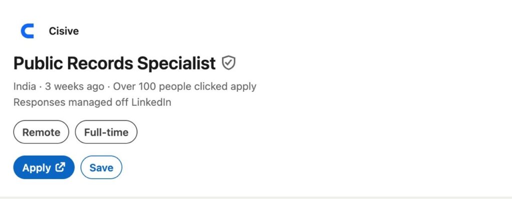 "Cisive Public Record Associate eligibility requirements HSC pass US public records experience mandatory night shift India remote job"