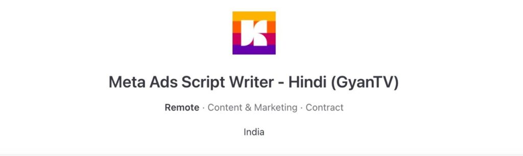 Lokal Meta Ads Script Writer Hindi Job 2026